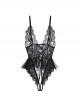 Chest Hollow Deep V Sweet Ballet Style Fluffy Hem Backless Open Crotch Sexy Lingerie Jumpsuit