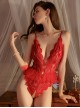 Chest Hollow Deep V Sweet Ballet Style Fluffy Hem Backless Open Crotch Sexy Lingerie Jumpsuit