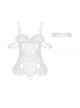 Front Lace-up See-through Lace Dreamy Side Lace Hem Backless Open Crotch Exposed Buttocks Jumpsuit Plus Size Sexy Lingerie Set