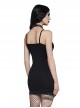 Black Spiderweb Print With Lace Hem Punk Style Sleeveless Suspender Dress