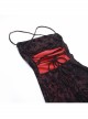 Sexy Black And Red Flocked Backless Cross Print Design Punk Style Slit Suspender Dress