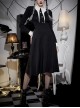 Black Retro Medieval Black And White Contrast Punk Style Long Sleeve Dress