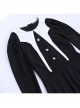 Black Retro Medieval Black And White Contrast Punk Style Long Sleeve Dress