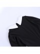 Black Retro Medieval Black And White Contrast Punk Style Long Sleeve Dress