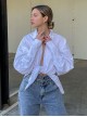 Fashion White Simple Lapel Punk Style Women's Long Sleeve Loose Shirt
