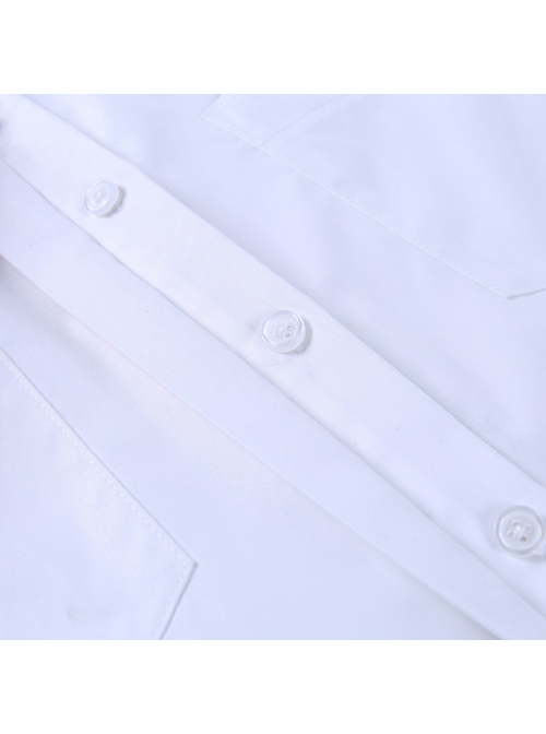 Fashion White Simple Lapel Punk Style Women's Long Sleeve Loose Shirt