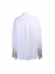 Fashion White Simple Lapel Punk Style Women's Long Sleeve Loose Shirt