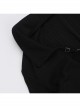 Personalized Black Simple Knitted Splicing Fur Sleeves Lace Front Center Hollow Metal Button Decorated Punk Style Long Sleeved Top