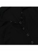 Personalized Black Simple Knitted Splicing Fur Sleeves Lace Front Center Hollow Metal Button Decorated Punk Style Long Sleeved Top