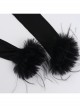 Personalized Black Simple Knitted Splicing Fur Sleeves Lace Front Center Hollow Metal Button Decorated Punk Style Long Sleeved Top