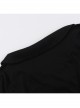 Personalized Black Simple Knitted Splicing Fur Sleeves Lace Front Center Hollow Metal Button Decorated Punk Style Long Sleeved Top