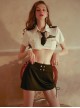 Police Woman Stewardess Cosplay Super Short Top Pleated Hip Skirt Exposed Waist Uniform Sexy Lingerie Set