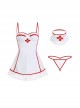 Low-Cut Lace Hem See-Through Halter Back With Chest Pads Dress Nurse Outfit Cosplay Professional Outfit Uniform Sexy Lingerie Set