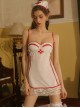 Low-Cut Lace Hem See-Through Halter Back With Chest Pads Dress Nurse Outfit Cosplay Professional Outfit Uniform Sexy Lingerie Set