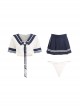 JK Style Sailor Collar Ultra-Short Exposed Waist Top Pleated Skirt Pure Student Uniform Cosplay Sexy Lingerie Set