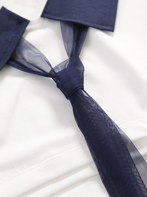 JK Style Sailor Collar Ultra-Short Exposed Waist Top Pleated Skirt Pure Student Uniform Cosplay Sexy Lingerie Set