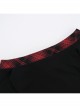 Personalized Black Simple Knitted Splicing Fur Sleeves Lace Front Center Hollow Metal Button Decorated Punk Style Long Sleeved Top