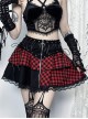 Black And Red Sexy Mesh Lace Waist Eyelet Rope Design Punk Style Skirt