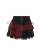 Black And Red Sexy Mesh Lace Waist Eyelet Rope Design Punk Style Skirt