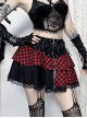 Black And Red Sexy Mesh Lace Waist Eyelet Rope Design Punk Style Skirt