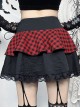 Black And Red Sexy Mesh Lace Waist Eyelet Rope Design Punk Style Skirt
