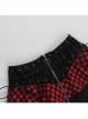 Black And Red Sexy Mesh Lace Waist Eyelet Rope Design Punk Style Skirt