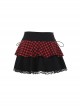 Black And Red Sexy Mesh Lace Waist Eyelet Rope Design Punk Style Skirt