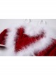 Red Velvet Stitching Feather Heart-Shaped Sweet Sling Split Nightdress Christmas Style Sexy Lingerie Set
