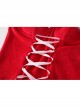 Red Velvet Front Lace-Up Slanted Hem With Chest Pads Christmas Style Slim Suspender Dress Sexy Lingerie