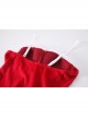 Red Velvet Front Lace-Up Slanted Hem With Chest Pads Christmas Style Slim Suspender Dress Sexy Lingerie