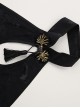 Oriental Charm Hollow Black Retro Slit Hem Backless Lace-Up Elegant Cheongsam Sexy Lingerie Set