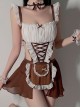 Ruffled See-through Chiffon Low-cut Waist Hollow Backless Maid Outfit Sexy Lingerie Set