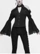 Off-Shoulder V-Neck Top Collar Pendant Big Cuffs Stitching Lace Mesh Black Gothic Blouse