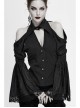 Off-Shoulder V-Neck Top Collar Pendant Big Cuffs Stitching Lace Mesh Black Gothic Blouse
