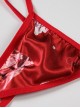 Deep V Temptation Elegant Japanese Style Sakura Rabbit Print Kimono Cardigan Sexy Underwear Set