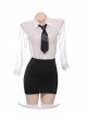 White See-Through Shirt Black Slit Hip Skirt Secretary-Style Office Cosplay Plus Size Sexy Lingerie Set