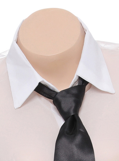White See-Through Shirt Black Slit Hip Skirt Secretary-Style Office Cosplay Plus Size Sexy Lingerie Set