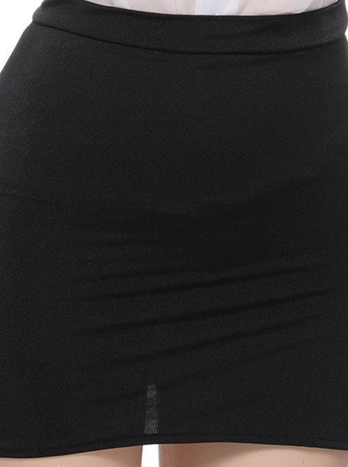 White See-Through Shirt Black Slit Hip Skirt Secretary-Style Office Cosplay Plus Size Sexy Lingerie Set