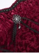 Sexy Burgundy Velvet Asymmetrical Ruffled Hem With Exquisite Gemstone Decoration Gothic Style Sleeveless Suspender Dress