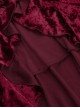 Sexy Burgundy Velvet Asymmetrical Ruffled Hem With Exquisite Gemstone Decoration Gothic Style Sleeveless Suspender Dress