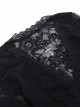 Black Sexy Micro Transparent Lace Low Cut V Neck Beaded Gothic Style Flowing Long Sleeved Top