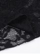 Black Sexy Micro Transparent Lace Low Cut V Neck Beaded Gothic Style Flowing Long Sleeved Top