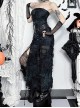 Personalized Black Wasteland Tattered Asymmetrical Slit Punk Style Tube Top Dress