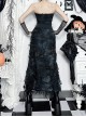 Personalized Black Wasteland Tattered Asymmetrical Slit Punk Style Tube Top Dress