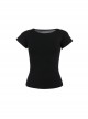 Black Woven Splicing Open Back Flocking Printed Pattern Fabric Punk Style Versatile Short Sleeved T-Shirt