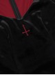 Black Simple Velvet Fabric With Cross Embroidery On The Chest Gothic Style Slit Long Sleeve Dress