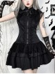 Sexy Slim Fit Black Woven Fabric Lace Front And Embroidery Gothic Style Sleeveless Dress