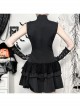 Sexy Slim Fit Black Woven Fabric Lace Front And Embroidery Gothic Style Sleeveless Dress