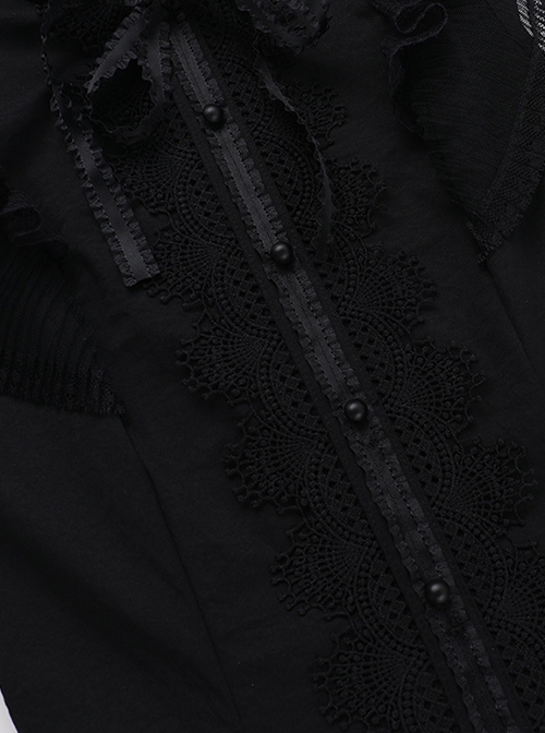 Sexy Slim Fit Black Woven Fabric Lace Front And Embroidery Gothic Style Sleeveless Dress