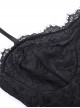 Black Sexy Lace Embossed Pattern With Slit Hem Design Gothic Style Slightly Transparent Sleeveless Dress